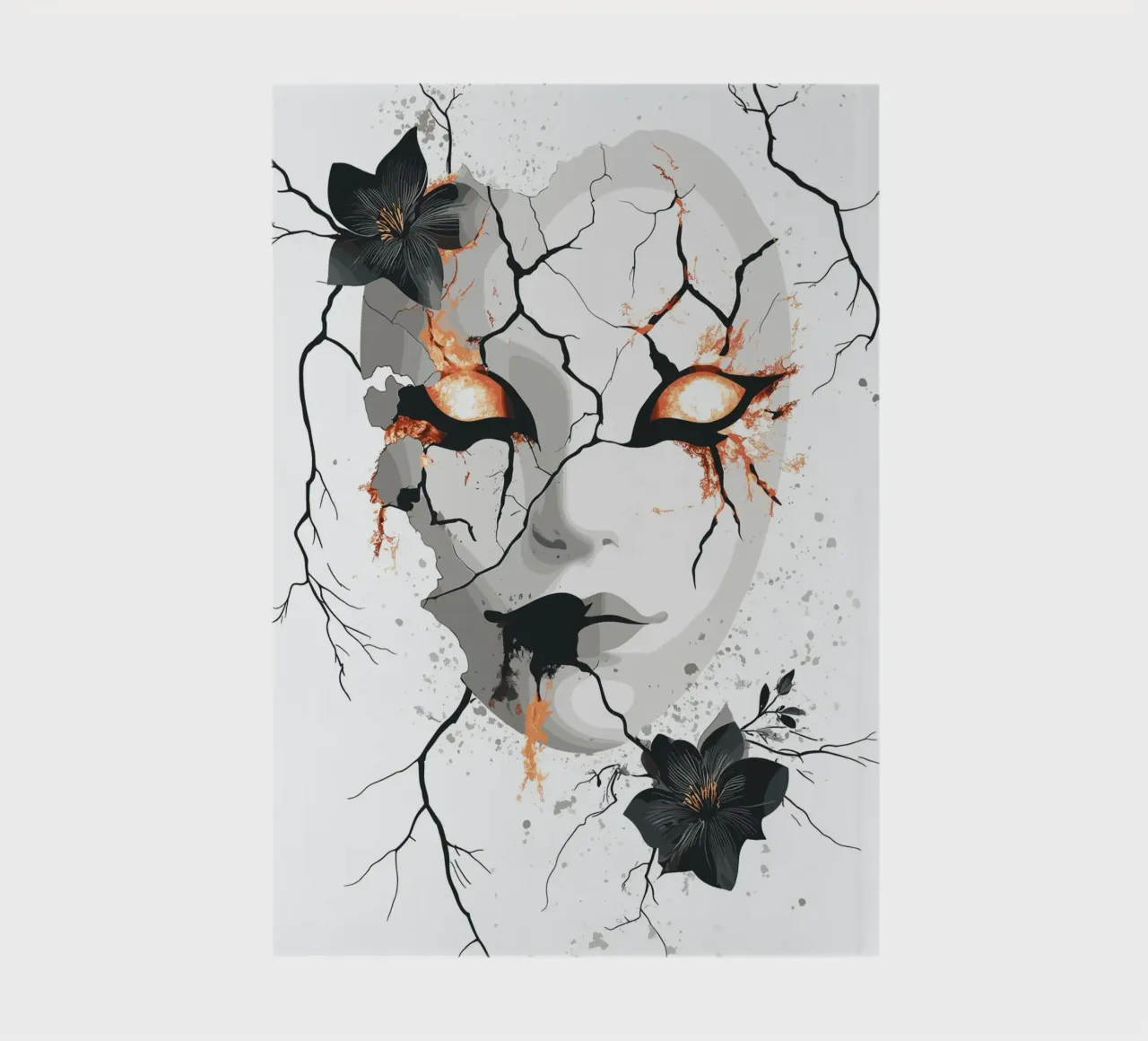 Broken mask with a look of fire notebook by pixelbull - medieval art and more
