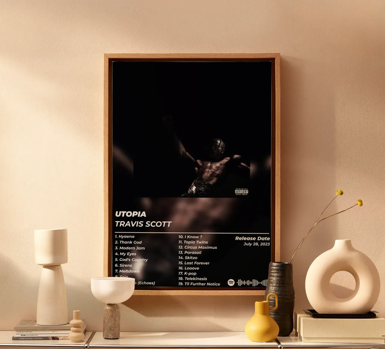 Poster Utopia - Travis Scott tela con Cornice a cassetta da alexandrealbumreview