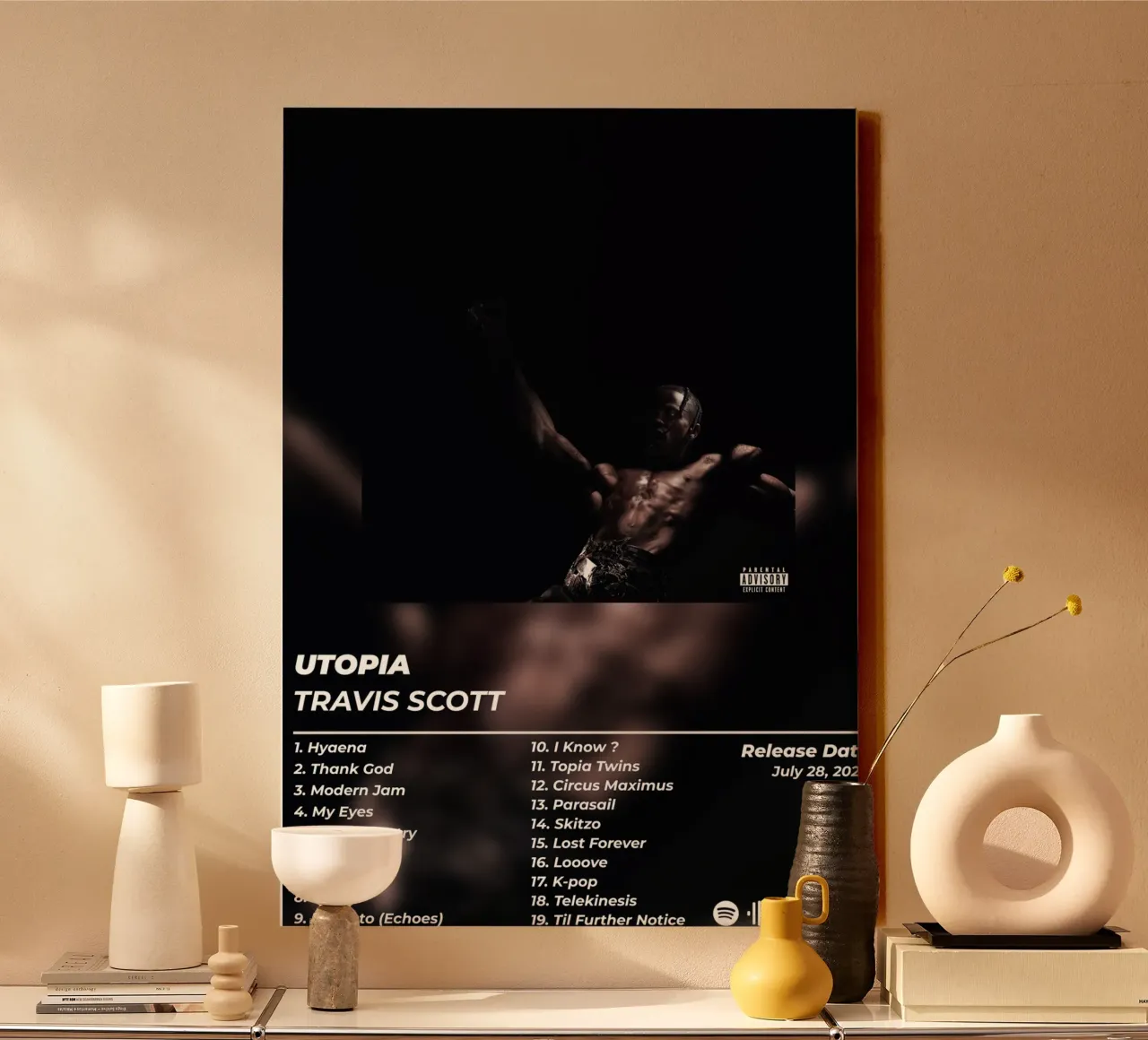 Poster Utopia - Travis Scott tela con Cornice a cassetta da alexandrealbumreview