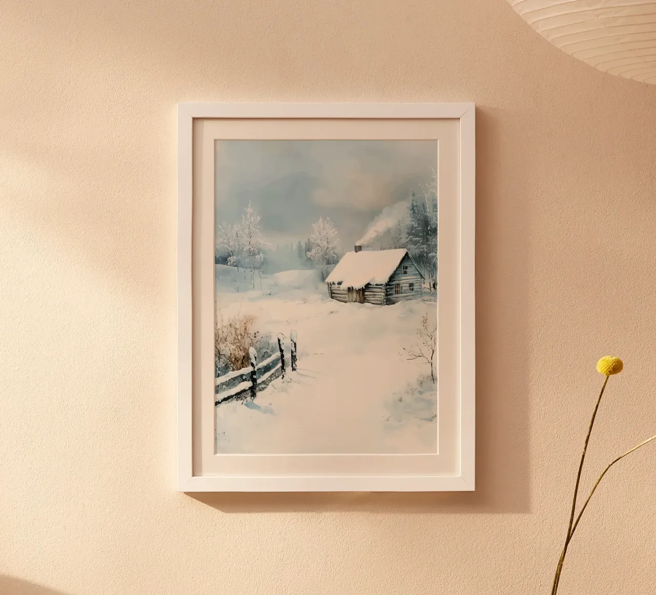 Capanna innevata in un tranquillo paesaggio invernale poster da pixelbull - medieval art and more