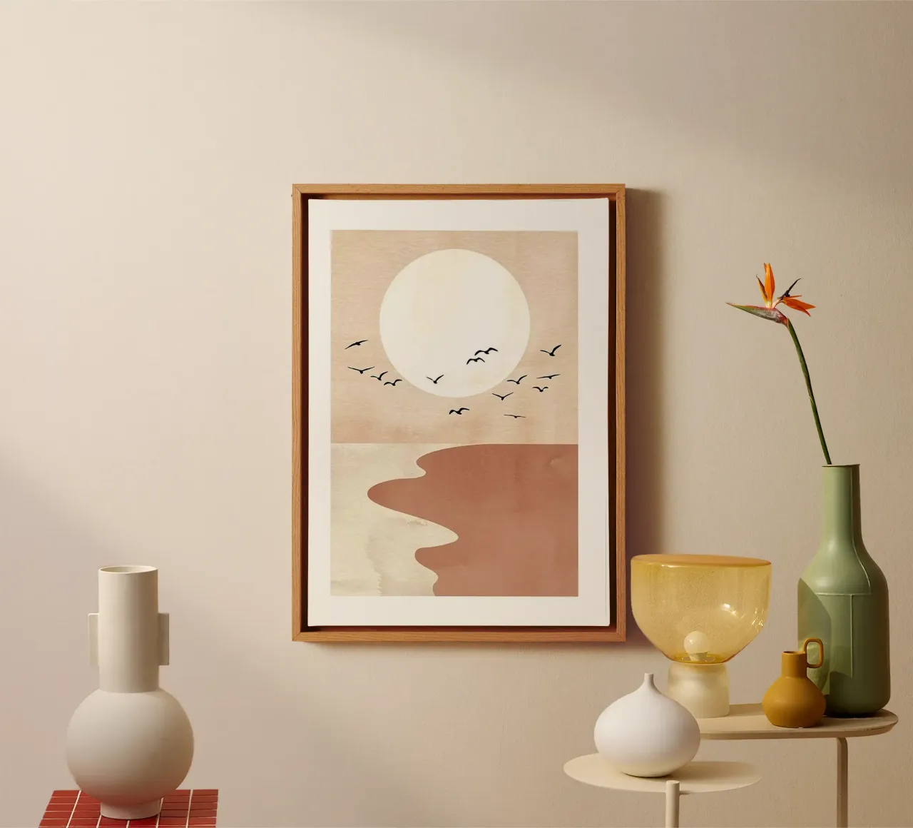 flock bird through sun canvas met Baklijst van sunity