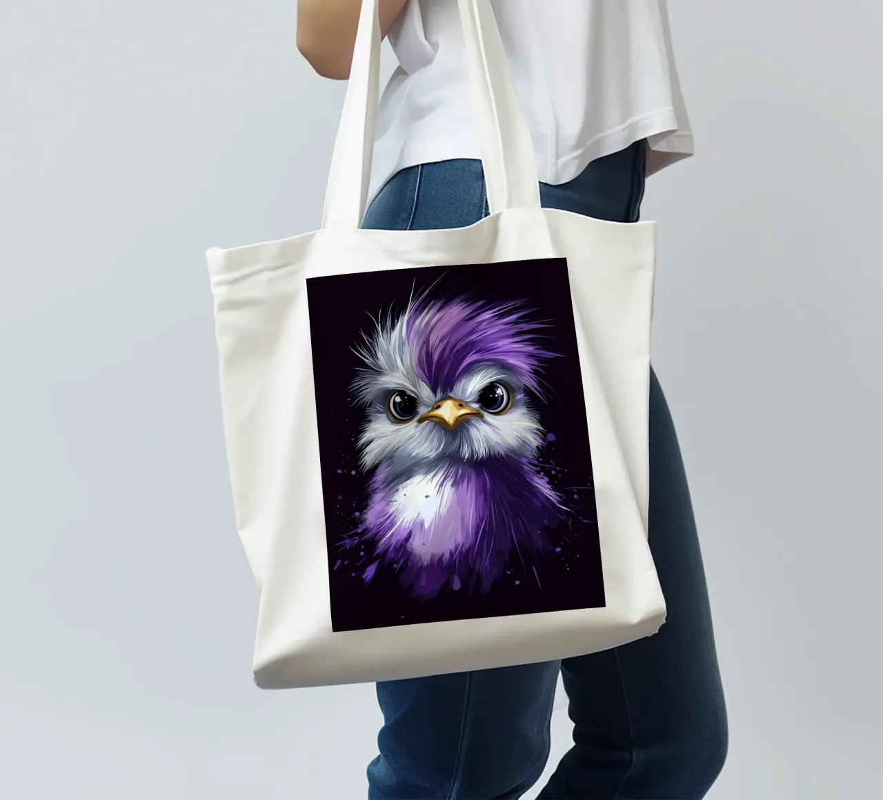 Gallina di seta in viola borsa in juta da pixelbull - medieval art and more