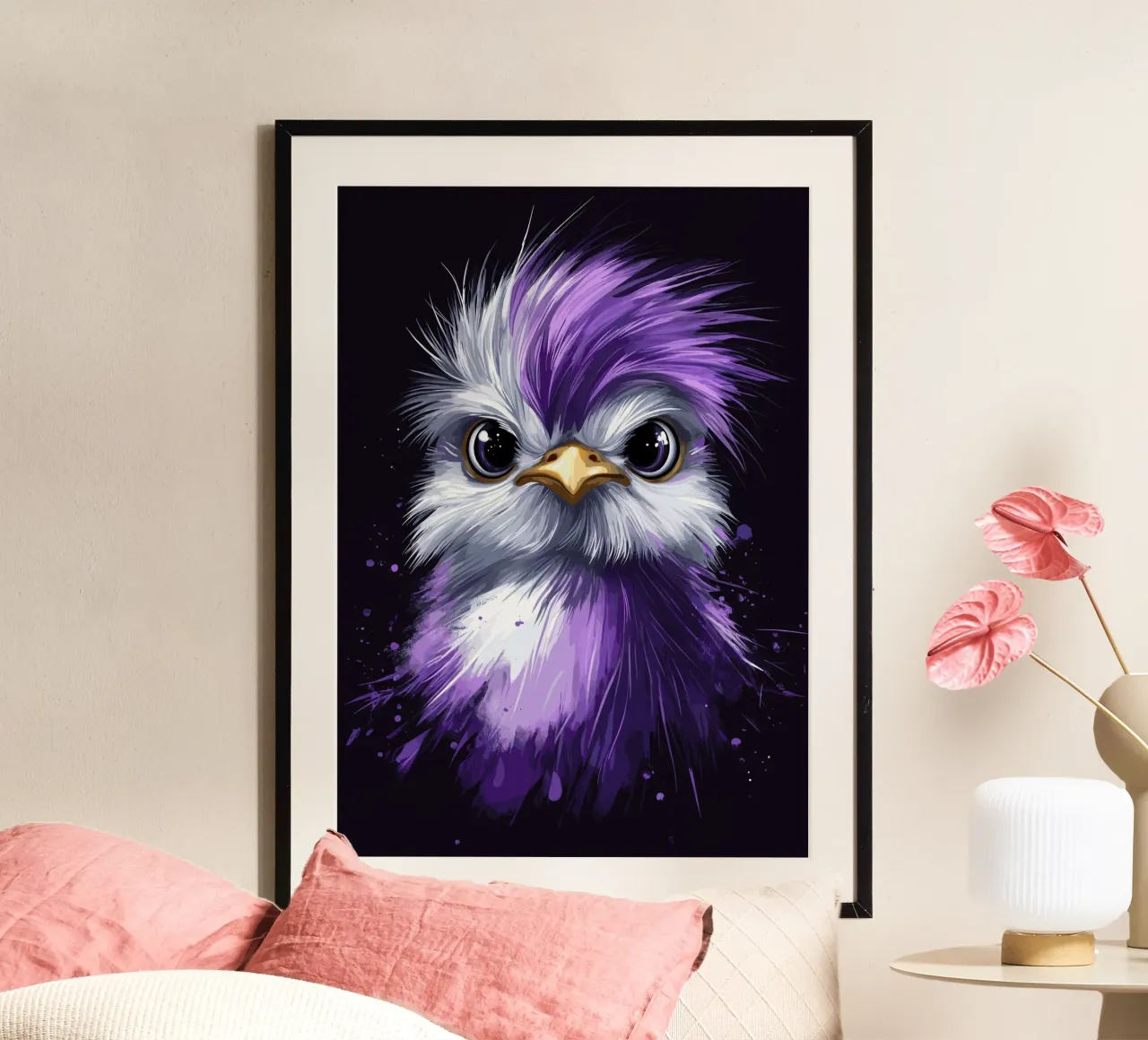 Gallina di seta in viola poster con telaio in plastica da pixelbull - medieval art and more