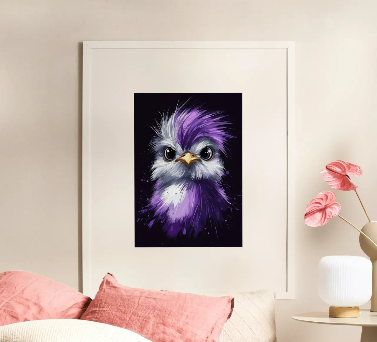 Gallina di seta in viola poster con telaio in plastica da pixelbull - medieval art and more