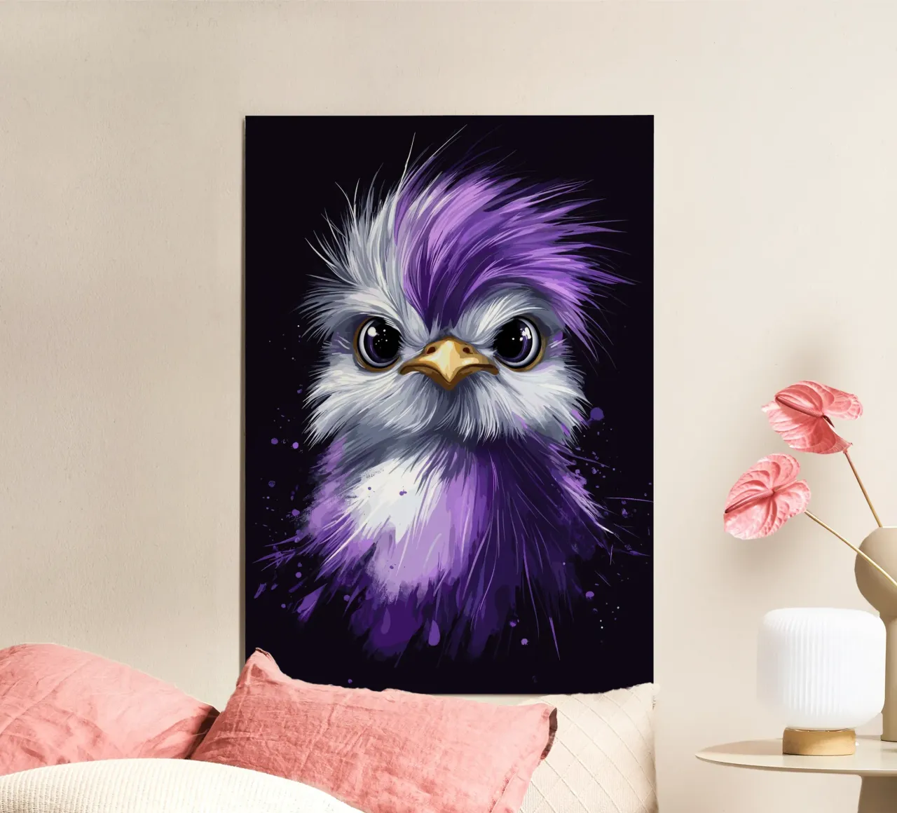 Gallina di seta in viola poster con telaio in plastica da pixelbull - medieval art and more
