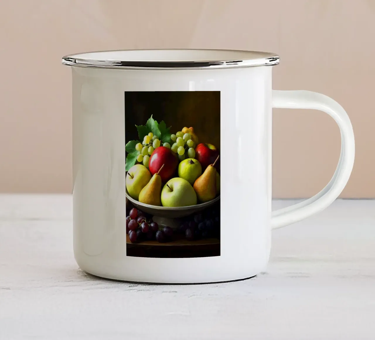 Fruttiera classica in look olio tazza in smalto da pixelbull - medieval art and more