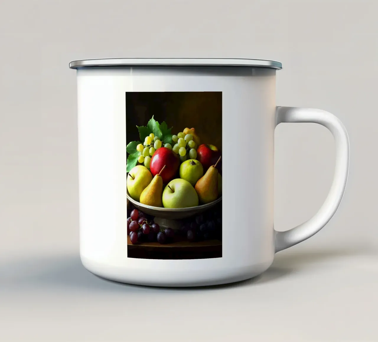 Fruttiera classica in look olio tazza in smalto da pixelbull - medieval art and more