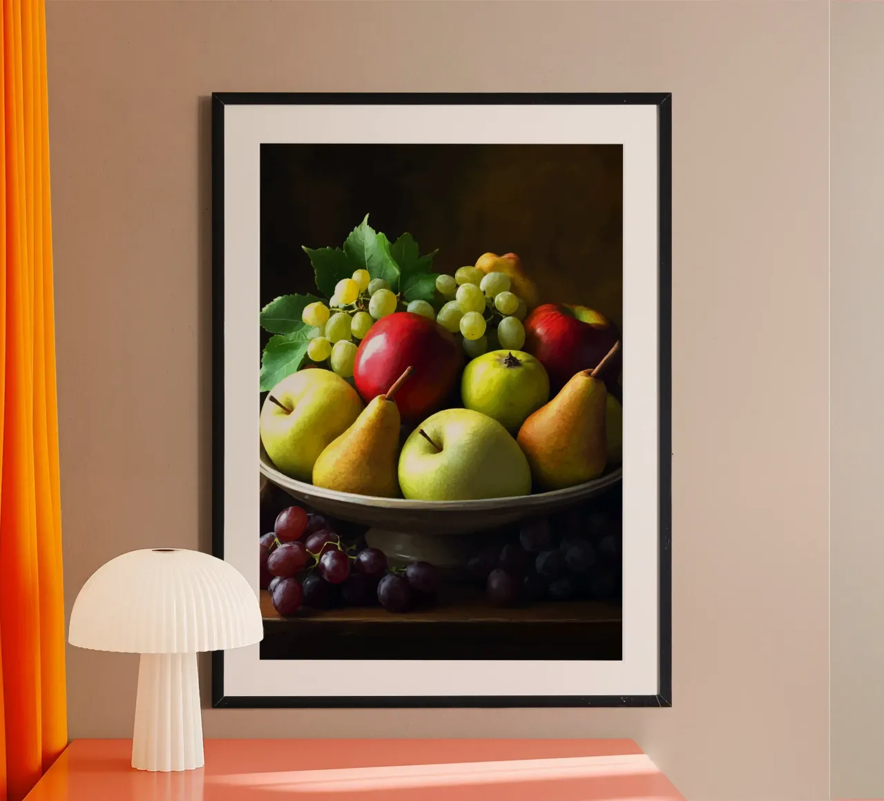 Fruttiera classica in look olio poster con telaio in plastica da pixelbull - medieval art and more
