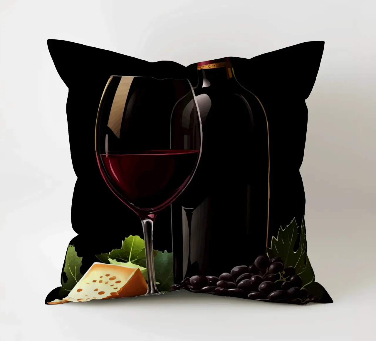 Vino, formaggio e uva alla ribalta cuscino da pixelbull - medieval art and more