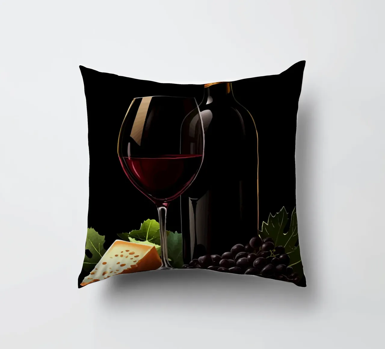 Vino, formaggio e uva alla ribalta cuscino da pixelbull - medieval art and more