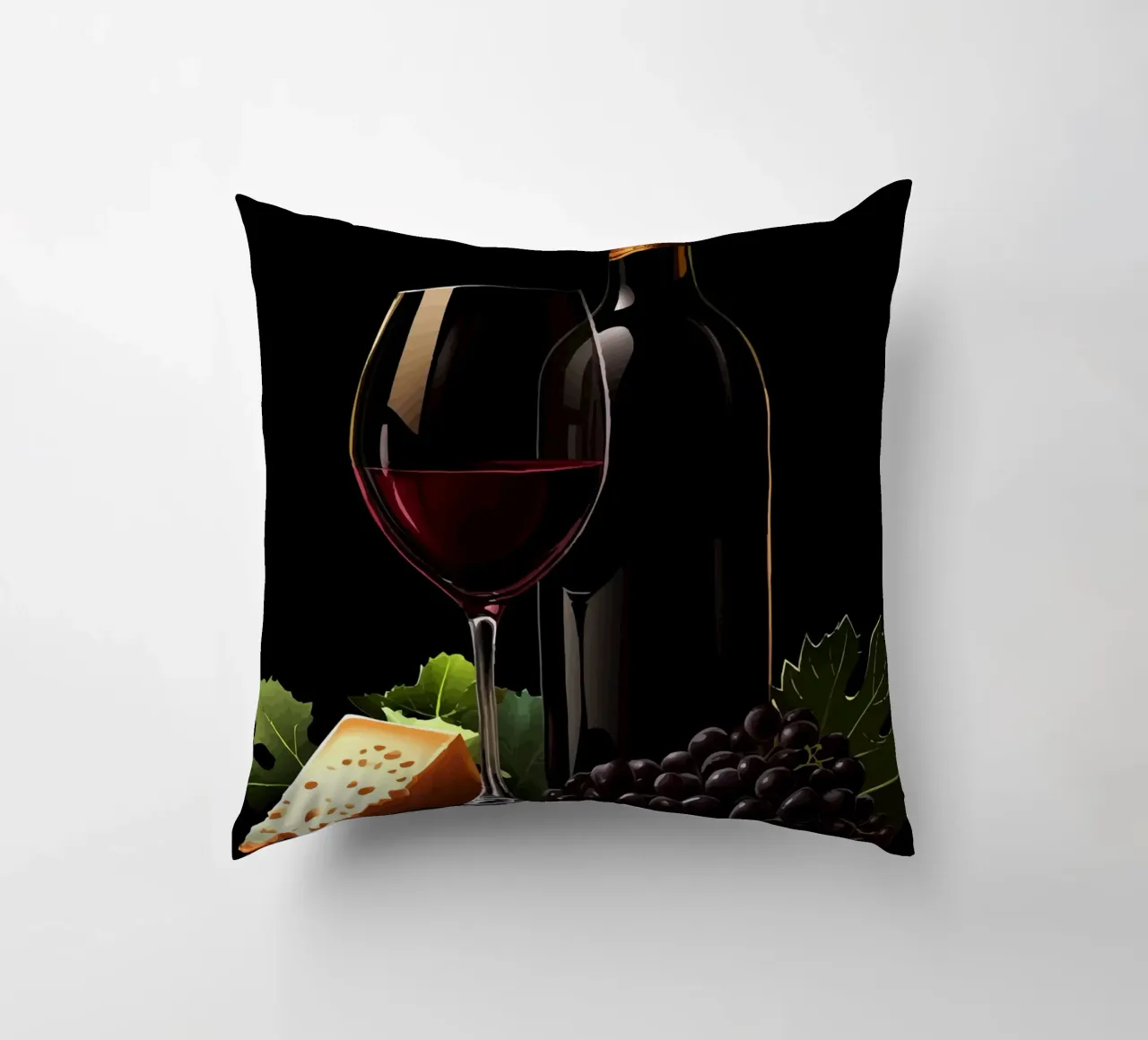 Vino, formaggio e uva alla ribalta cuscino da pixelbull - medieval art and more
