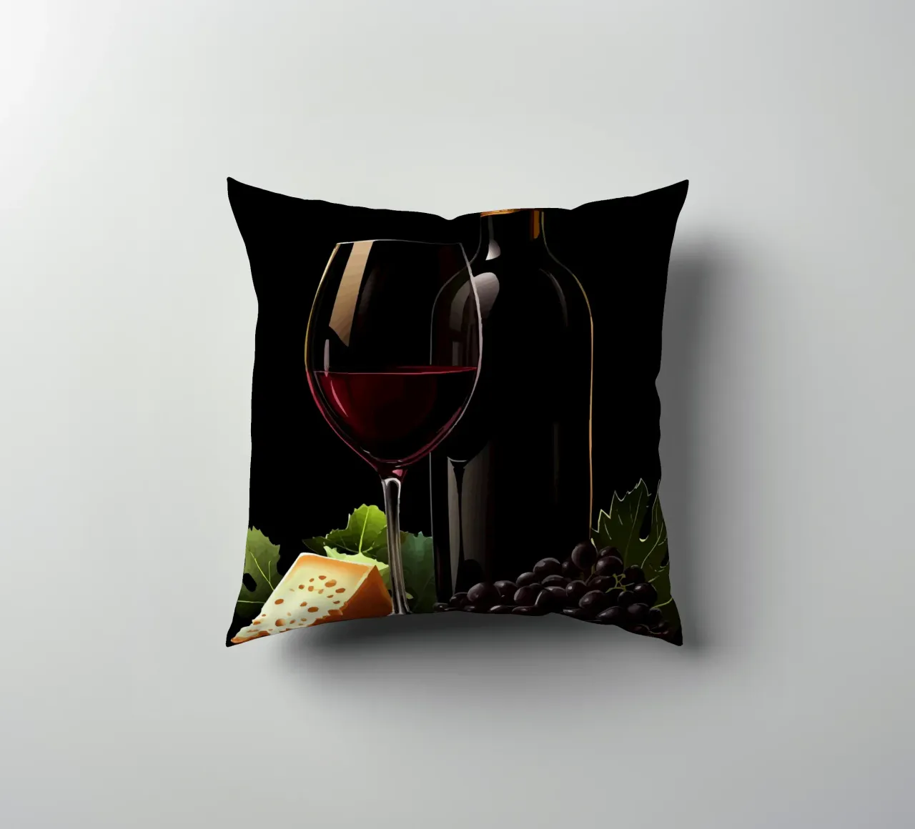 Vino, formaggio e uva alla ribalta cuscino da pixelbull - medieval art and more