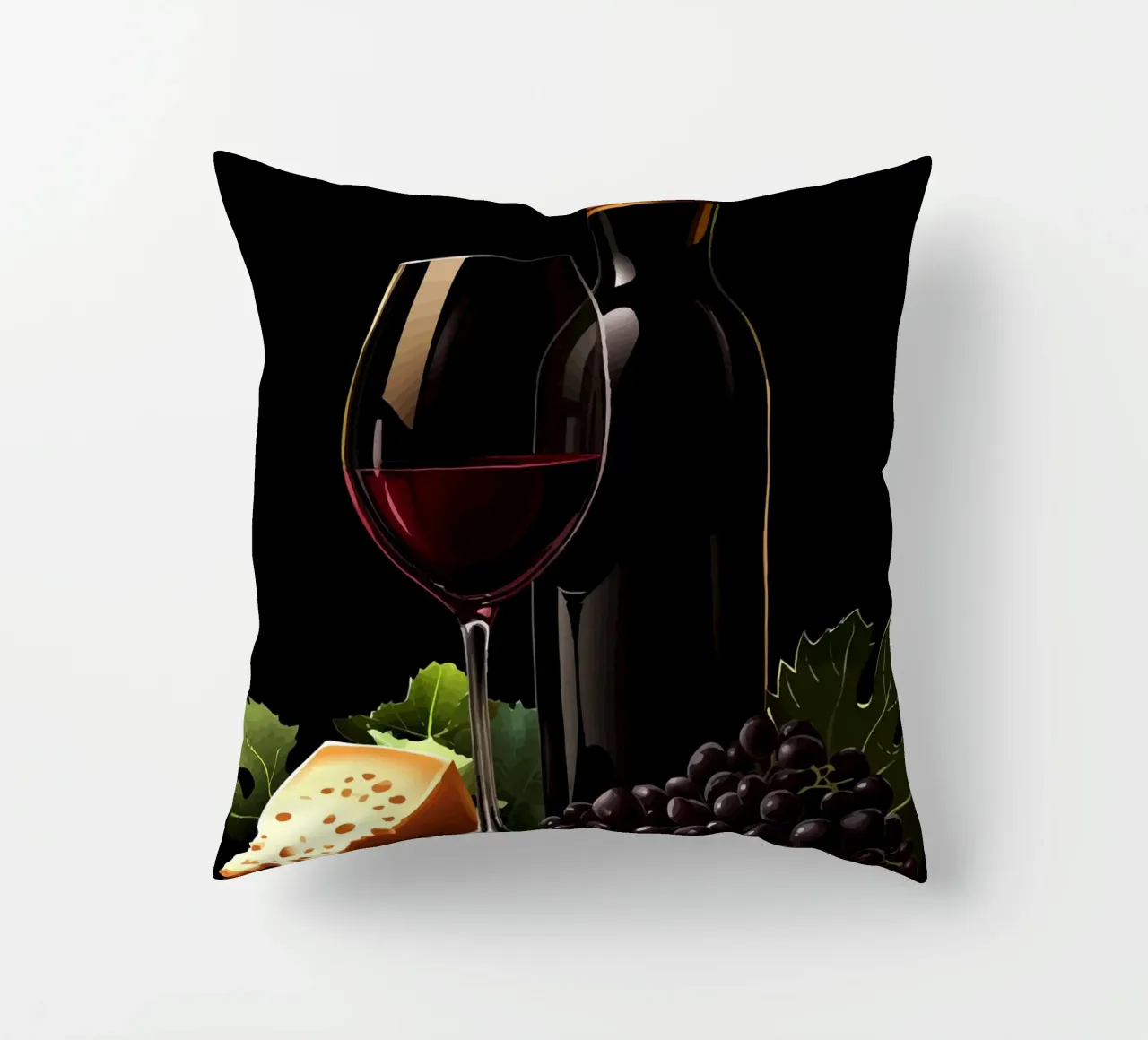 Vino, formaggio e uva alla ribalta cuscino da pixelbull - medieval art and more