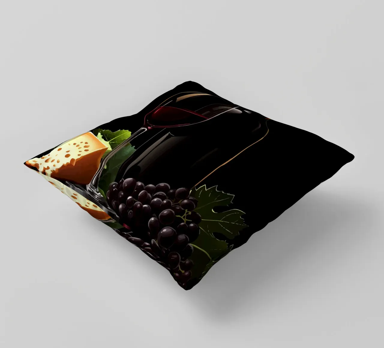 Vino, formaggio e uva alla ribalta cuscino da pixelbull - medieval art and more