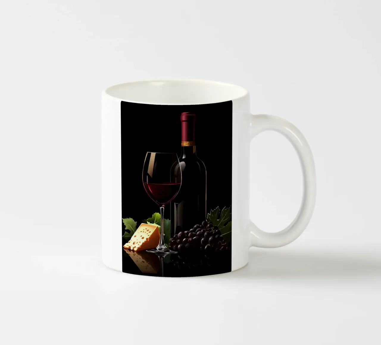 Vino, formaggio e uva alla ribalta tazza in ceramica da pixelbull - medieval art and more