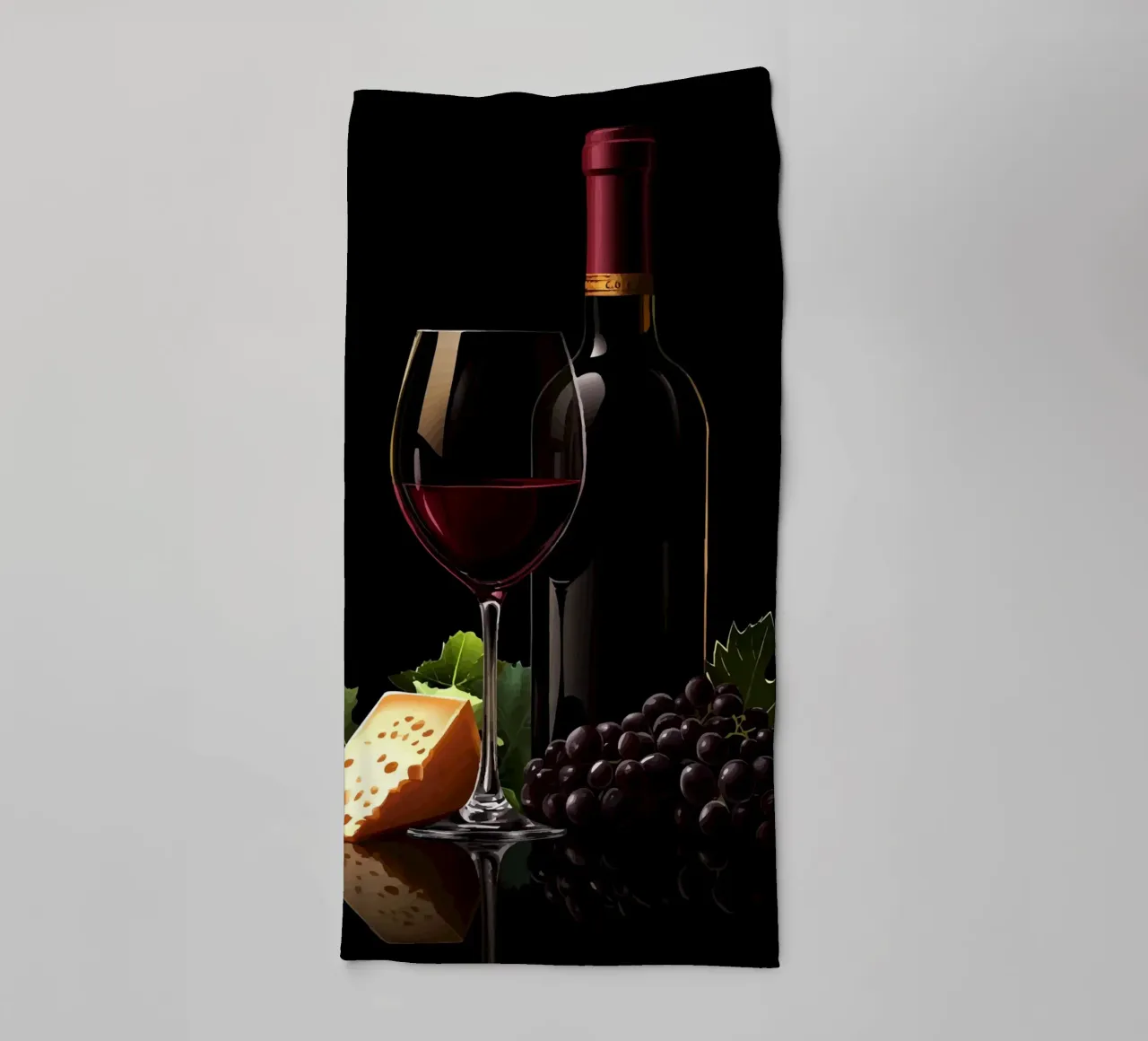 Vino, formaggio e uva alla ribalta asciugamano da bagno da pixelbull - medieval art and more