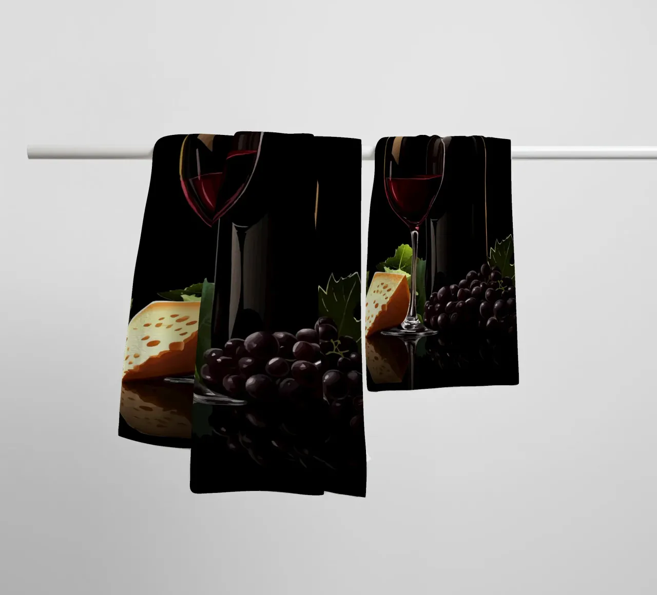 Vino, formaggio e uva alla ribalta asciugamano da bagno da pixelbull - medieval art and more