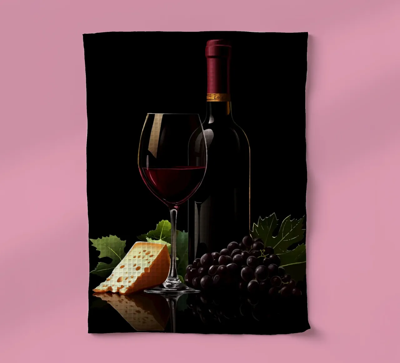 Vino, formaggio e uva alla ribalta canovaccio da cucina da pixelbull - medieval art and more