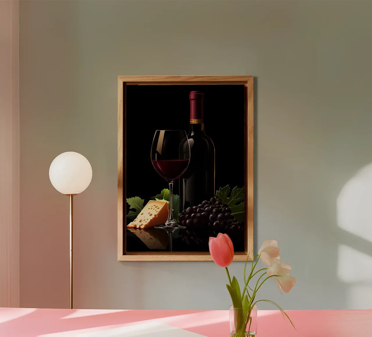 Vino, formaggio e uva alla ribalta alluminio dibond da pixelbull - medieval art and more