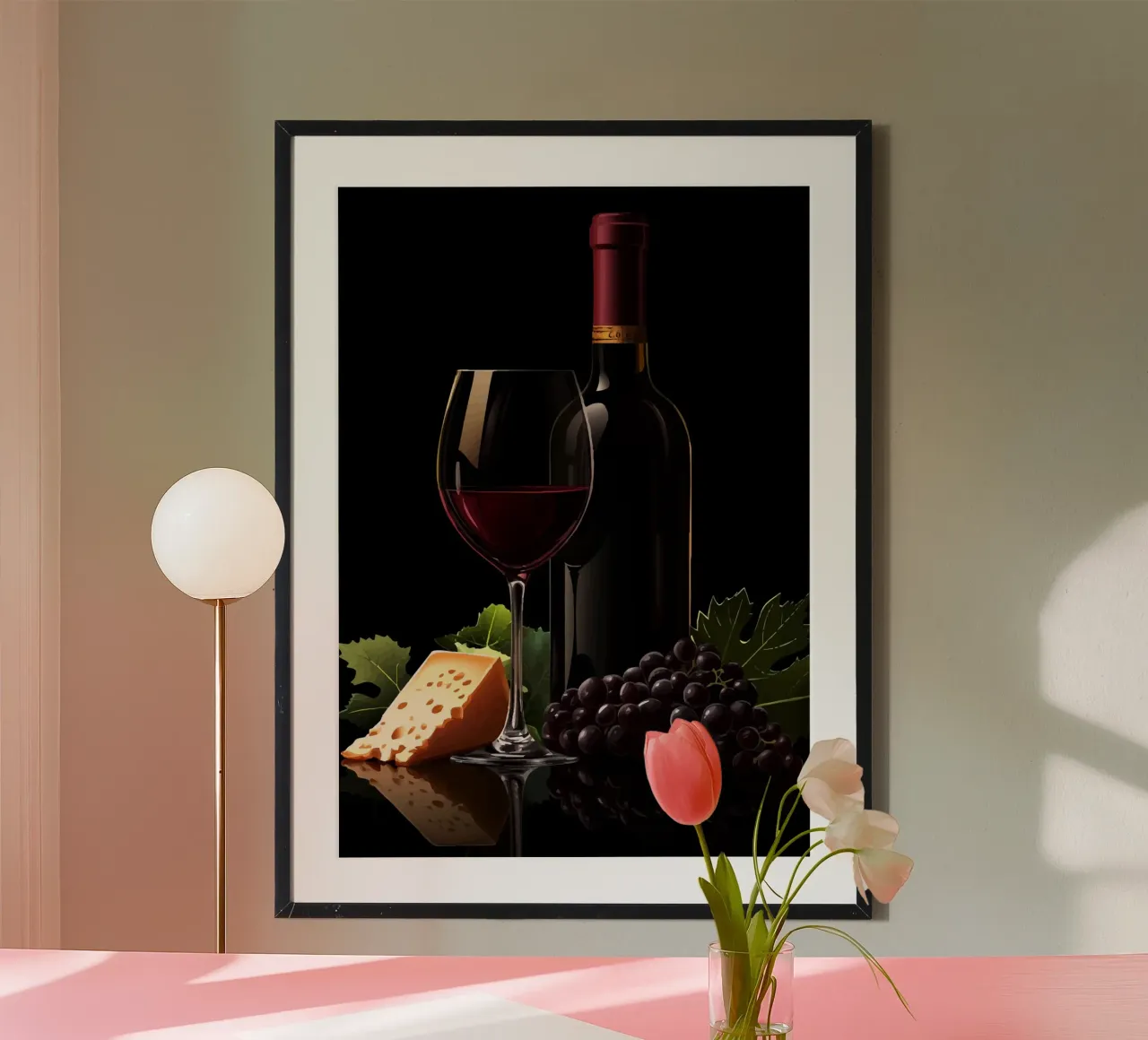 Wine, cheese and grapes in the limelight poster by pixelbull - medieval art and more