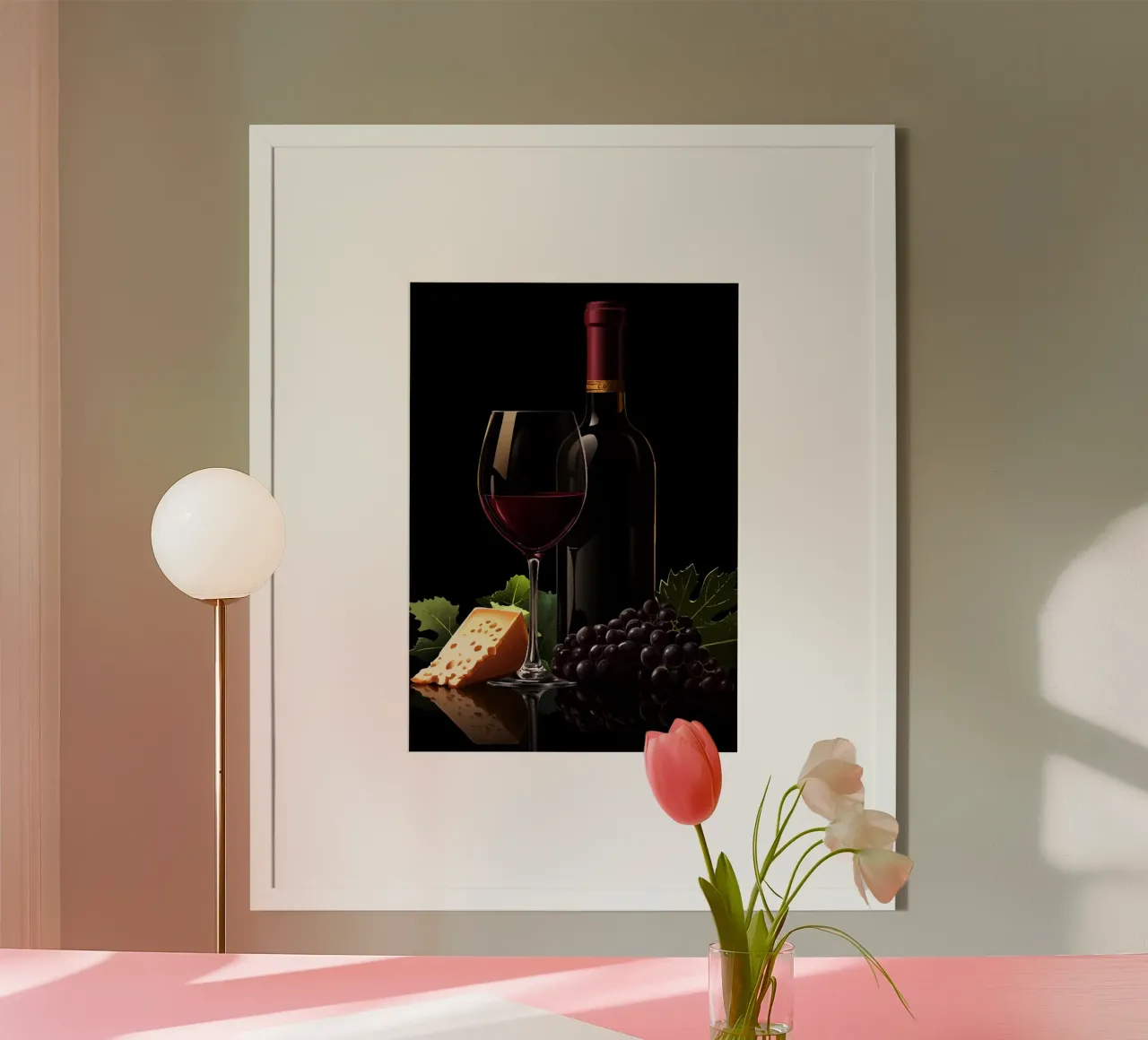 Wine, cheese and grapes in the limelight poster by pixelbull - medieval art and more