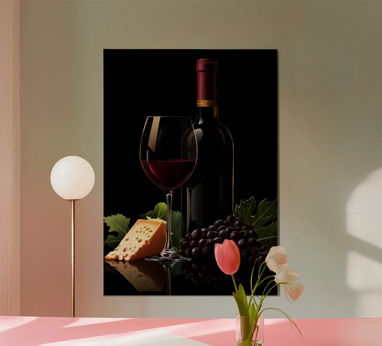 Wine, cheese and grapes in the limelight poster by pixelbull - medieval art and more