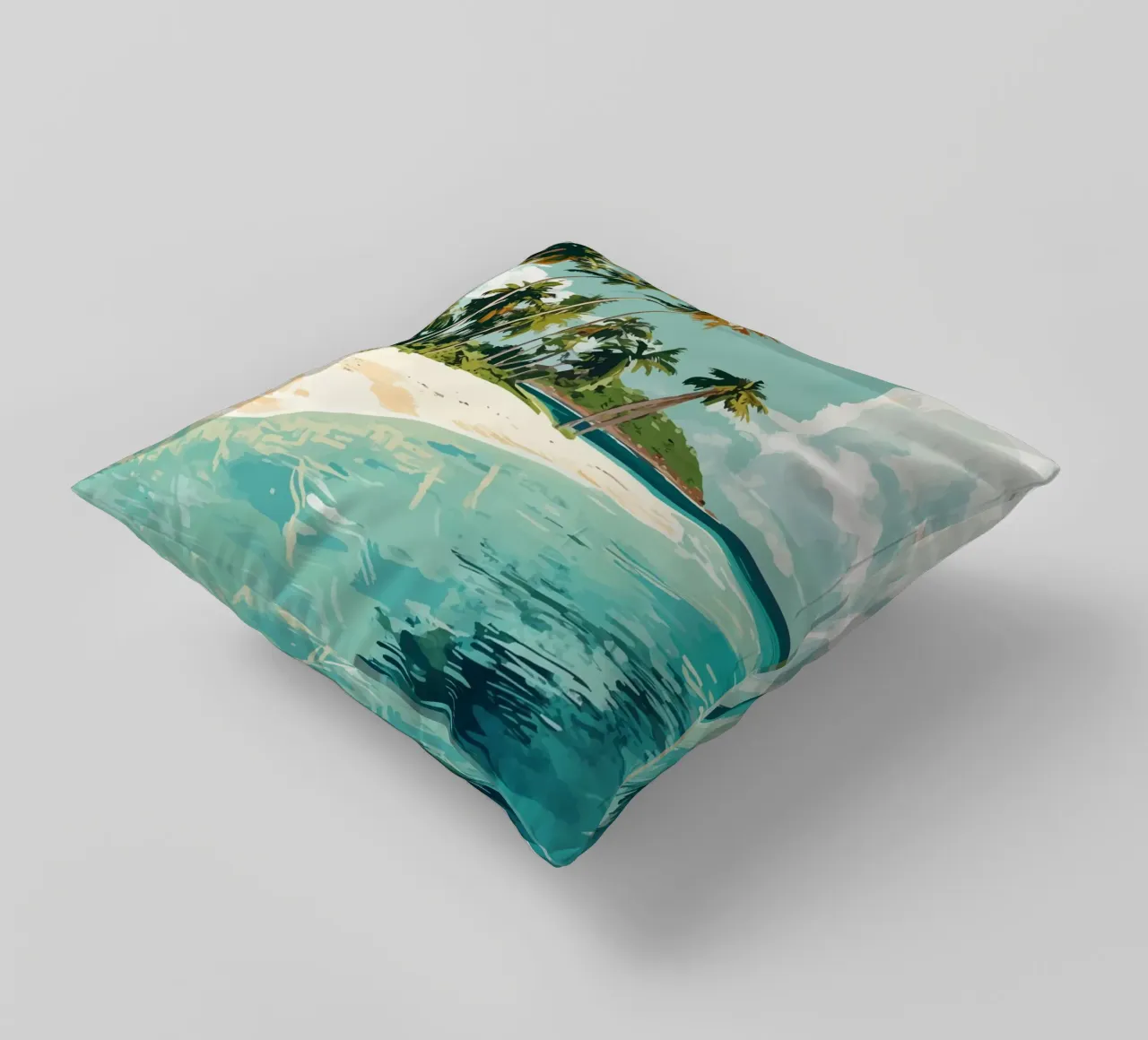 Spiaggia tropicale con mare color turchese cuscino da pixelbull - medieval art and more