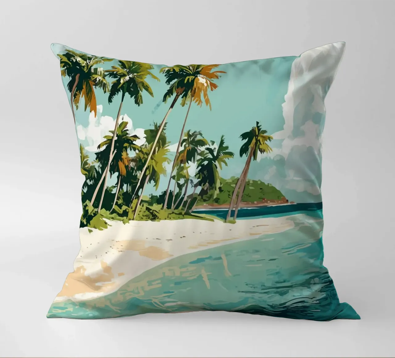 Spiaggia tropicale con mare color turchese cuscino da pixelbull - medieval art and more