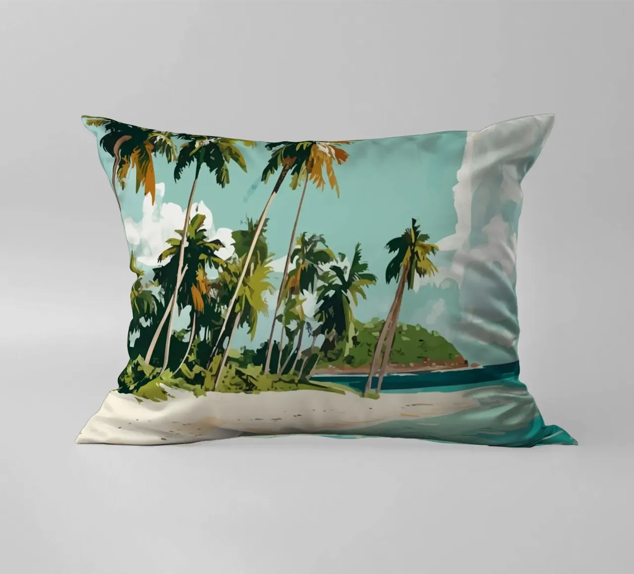 Spiaggia tropicale con mare color turchese cuscino da pixelbull - medieval art and more