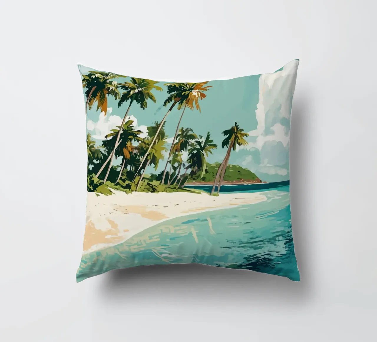 Spiaggia tropicale con mare color turchese cuscino da pixelbull - medieval art and more