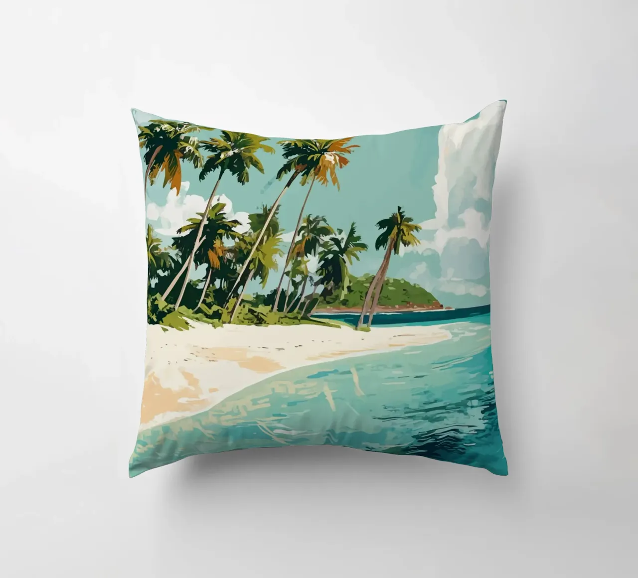 Spiaggia tropicale con mare color turchese cuscino da pixelbull - medieval art and more
