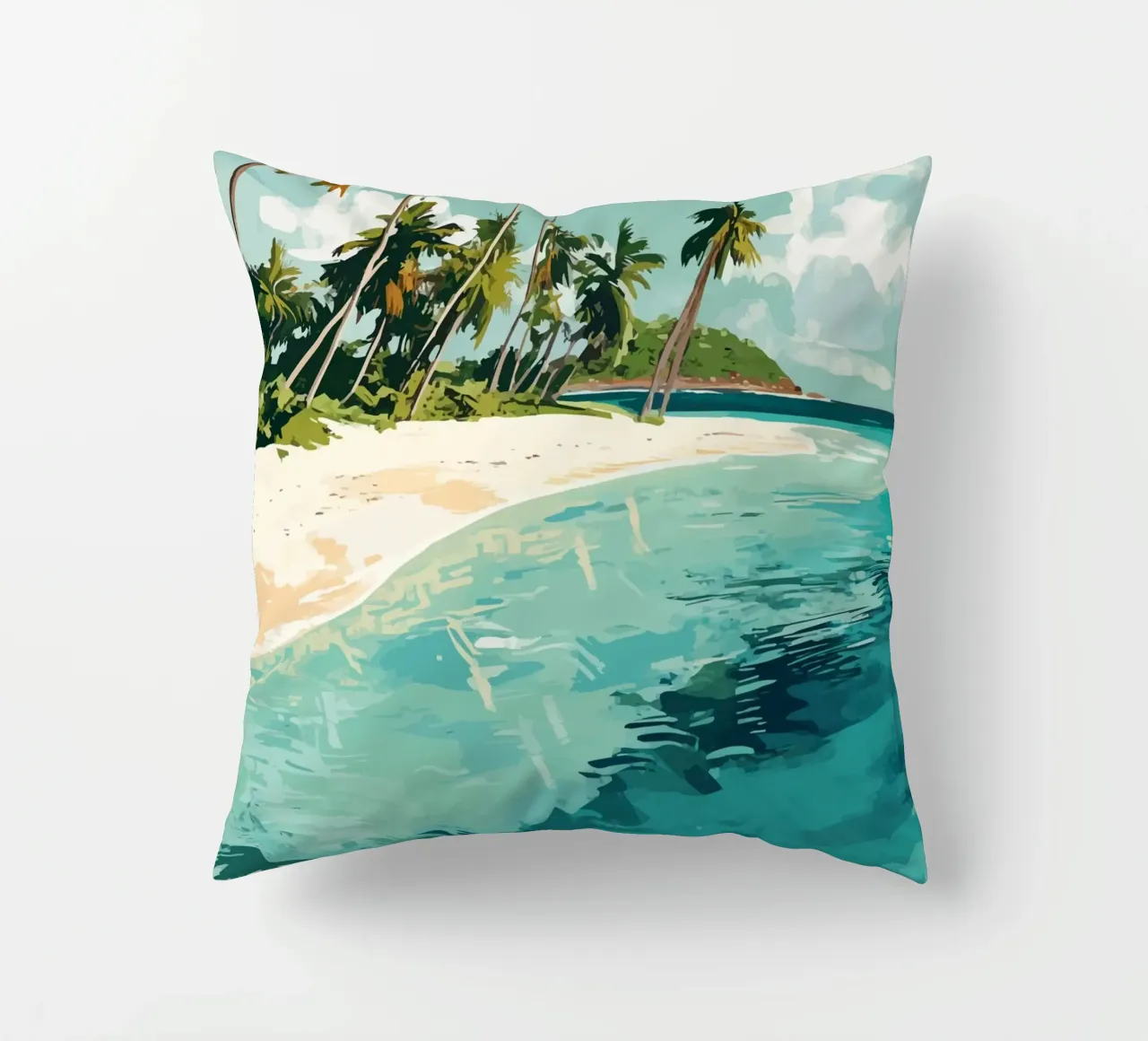 Spiaggia tropicale con mare color turchese cuscino da pixelbull - medieval art and more