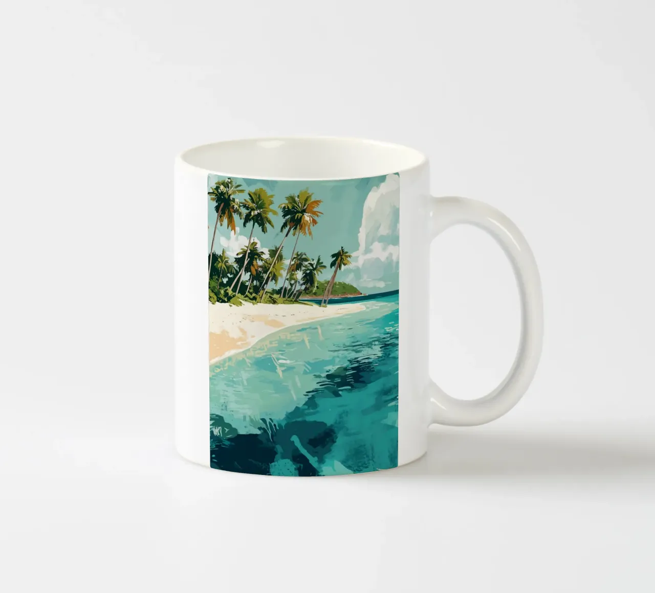 Spiaggia tropicale con mare color turchese tazza in ceramica da pixelbull - medieval art and more