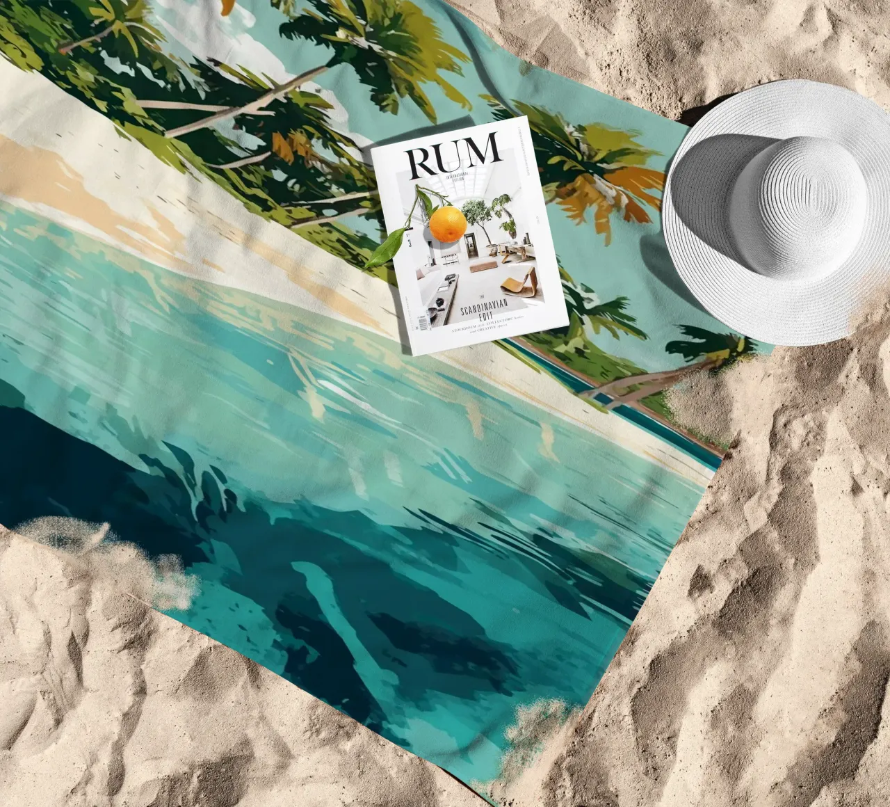 Spiaggia tropicale con mare color turchese telo mare da pixelbull - medieval art and more