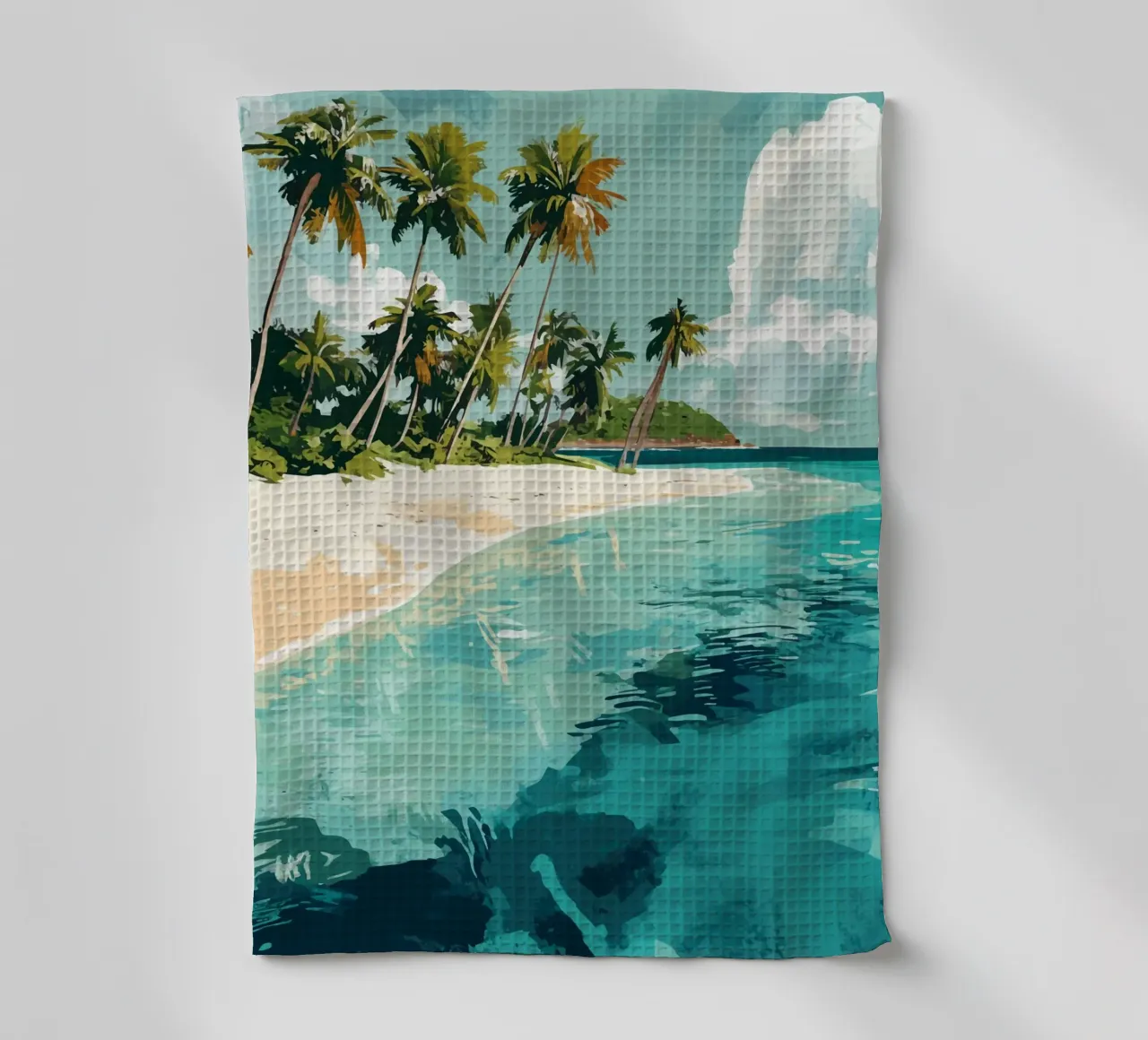 Spiaggia tropicale con mare color turchese canovaccio da cucina da pixelbull - medieval art and more