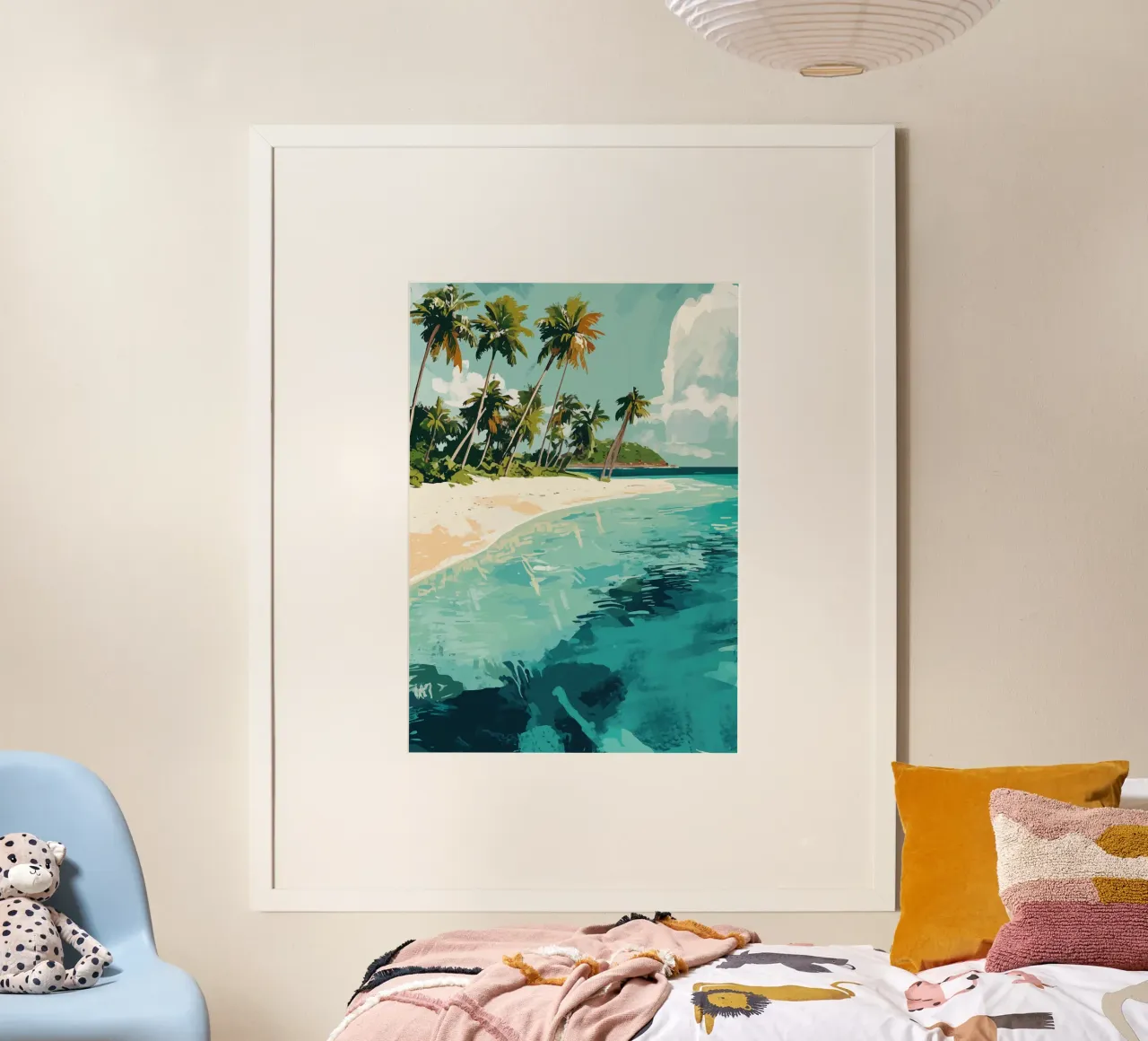 Spiaggia tropicale con mare color turchese poster con telaio in alluminio da pixelbull - medieval art and more