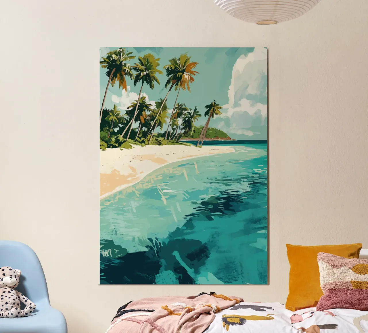Spiaggia tropicale con mare color turchese poster con telaio in alluminio da pixelbull - medieval art and more