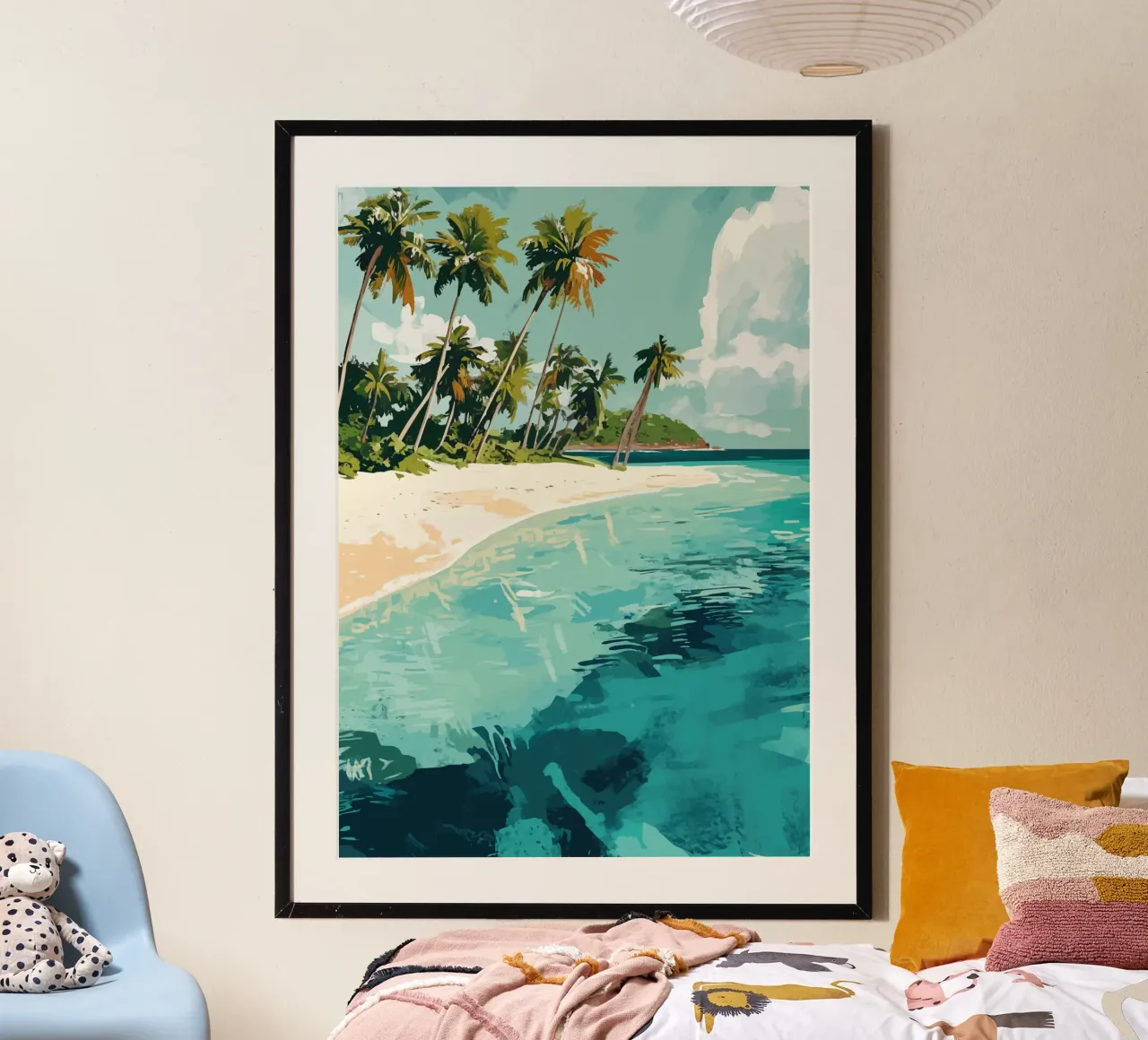 Spiaggia tropicale con mare color turchese poster con telaio in alluminio da pixelbull - medieval art and more
