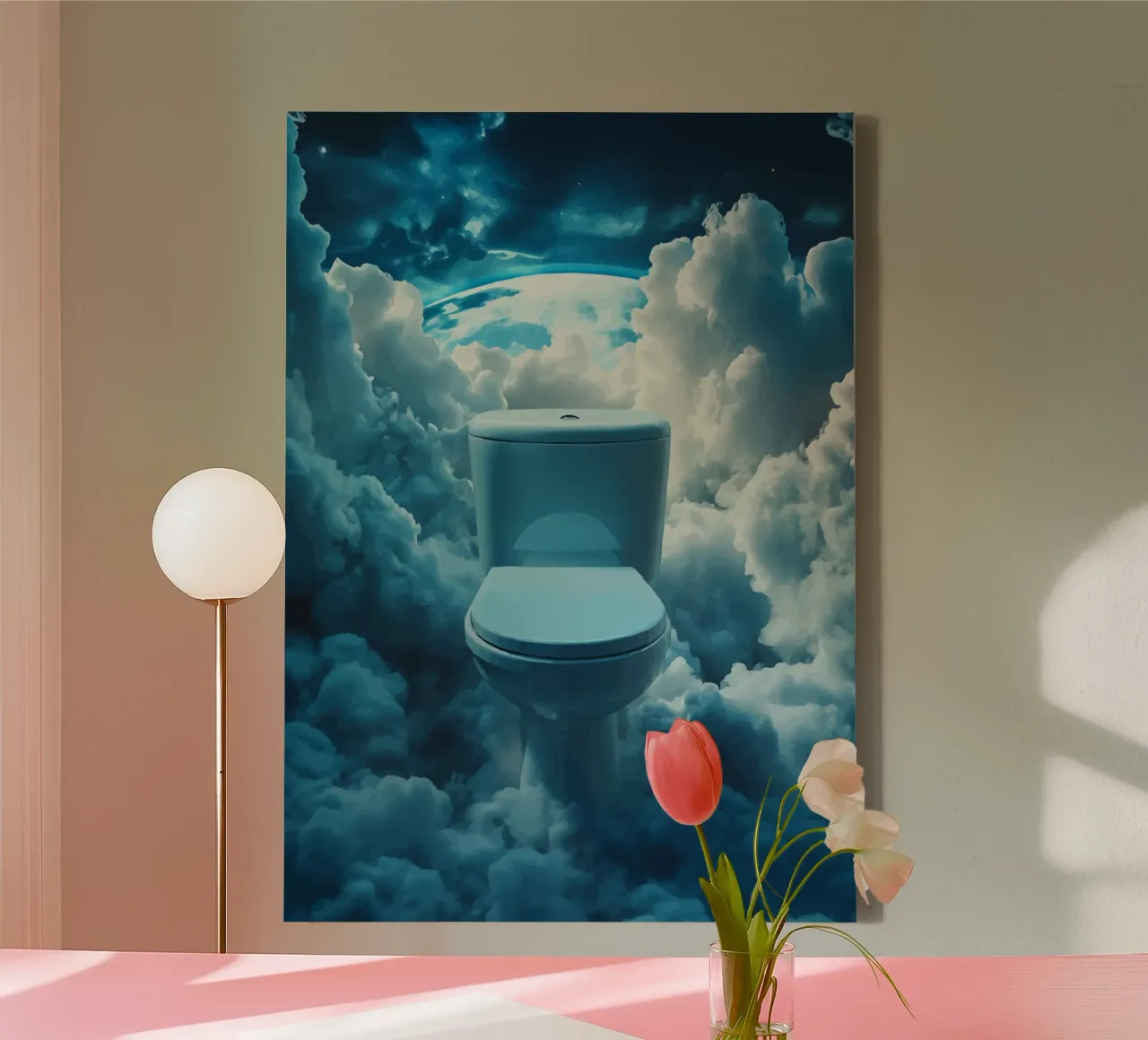 Toilet in the heaven of surreality canvas with Floater frame by pixelbull - medieval art and more