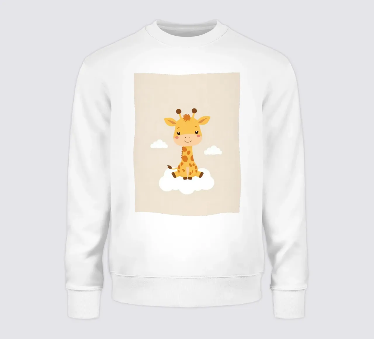 Jirafa de dibujos animados sentada en una nube sudadera de DesignDoodle