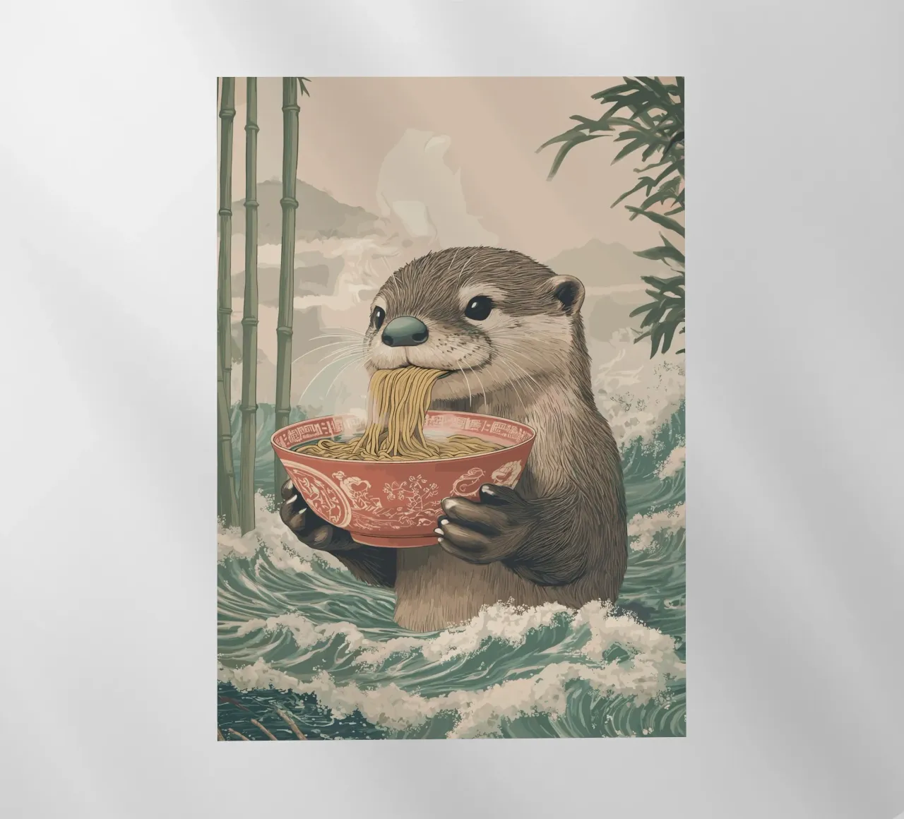 Lontra con ramen in una marea di Estremo Oriente pellicola backlit da pixelbull - medieval art and more
