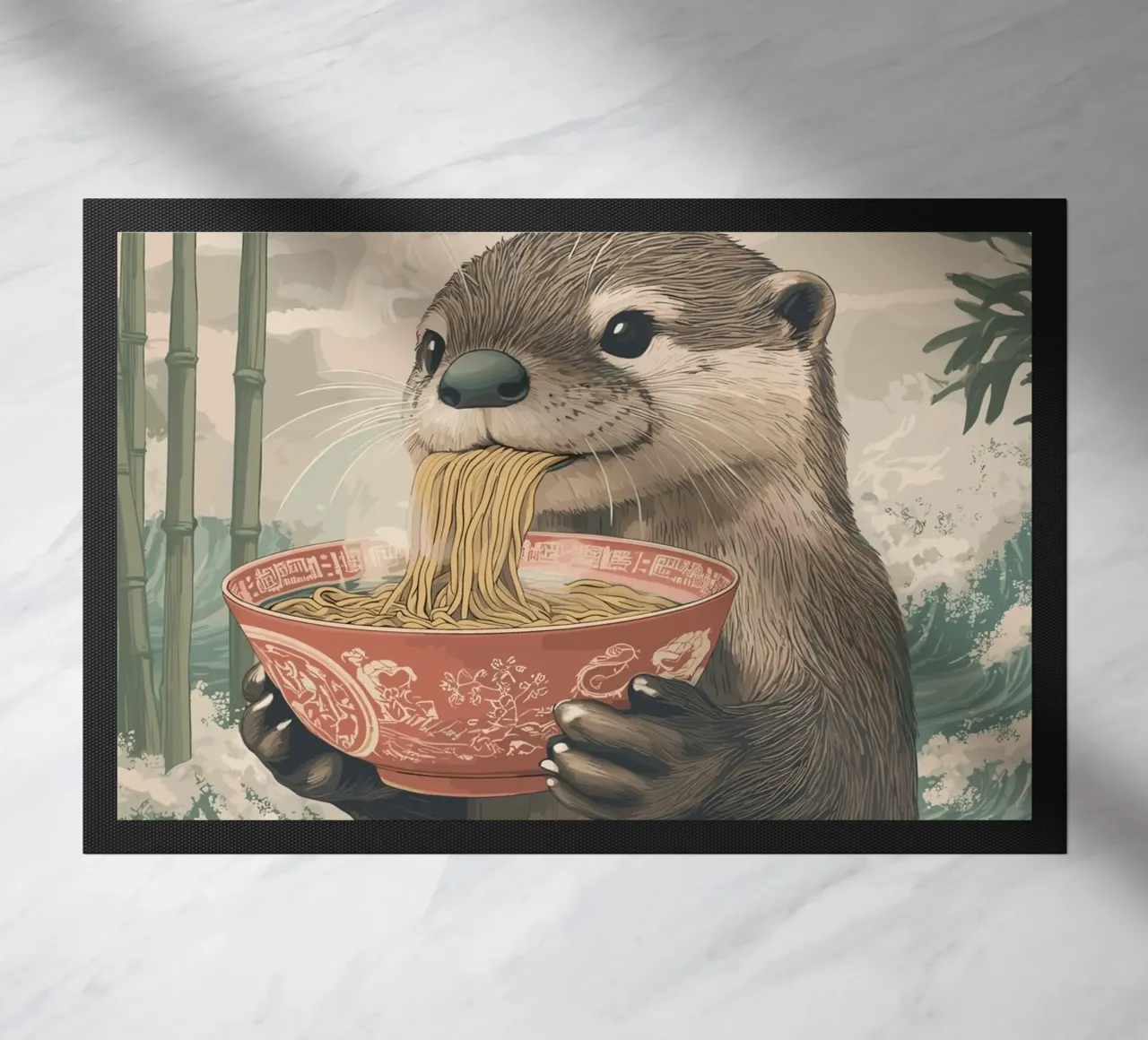 Lontra con ramen in una marea di Estremo Oriente zerbino da pixelbull - medieval art and more