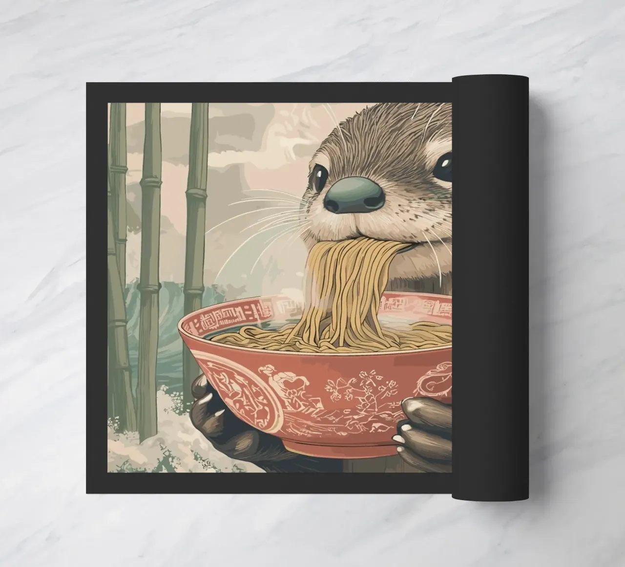 Lontra con ramen in una marea di Estremo Oriente zerbino da pixelbull - medieval art and more
