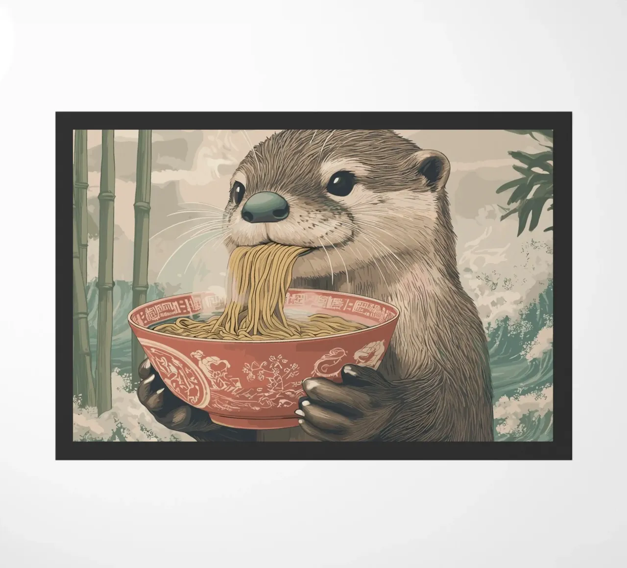 Lontra con ramen in una marea di Estremo Oriente zerbino da pixelbull - medieval art and more