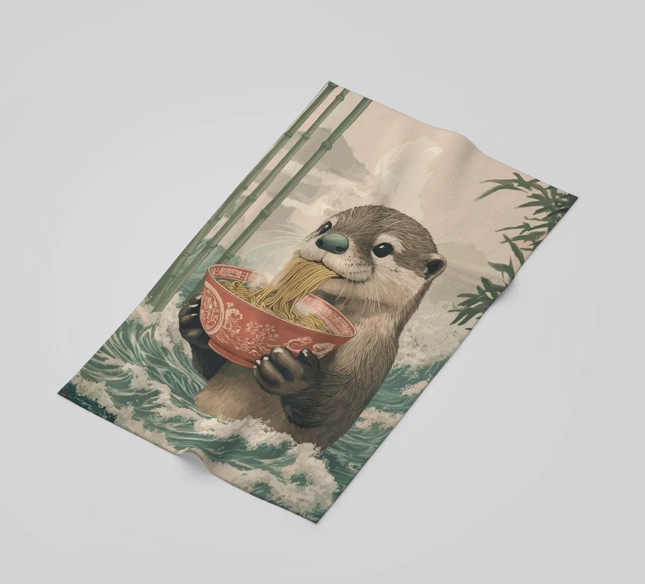 Lontra con ramen in una marea di Estremo Oriente telo mare da pixelbull - medieval art and more