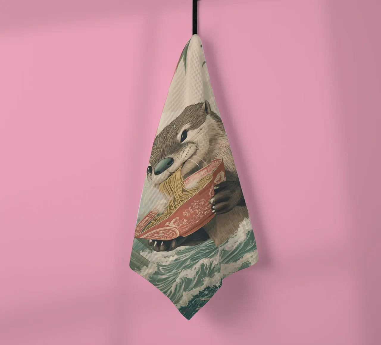 Lontra con ramen in una marea di Estremo Oriente canovaccio da cucina da pixelbull - medieval art and more