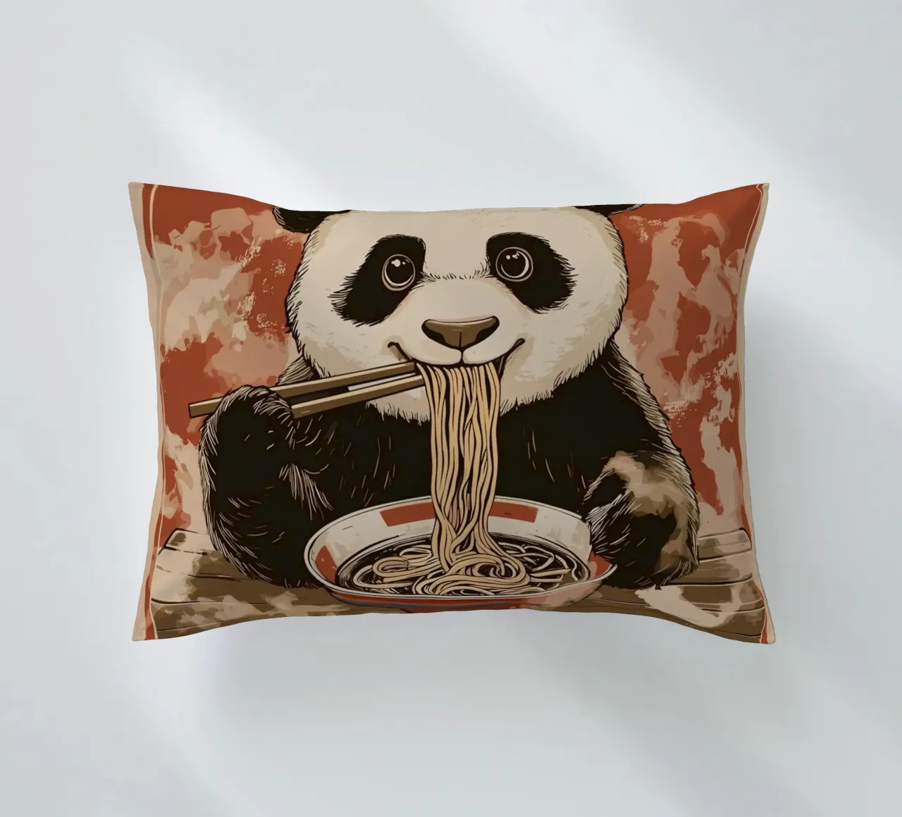 Panda a un banchetto di ramen cuscino da pixelbull - medieval art and more