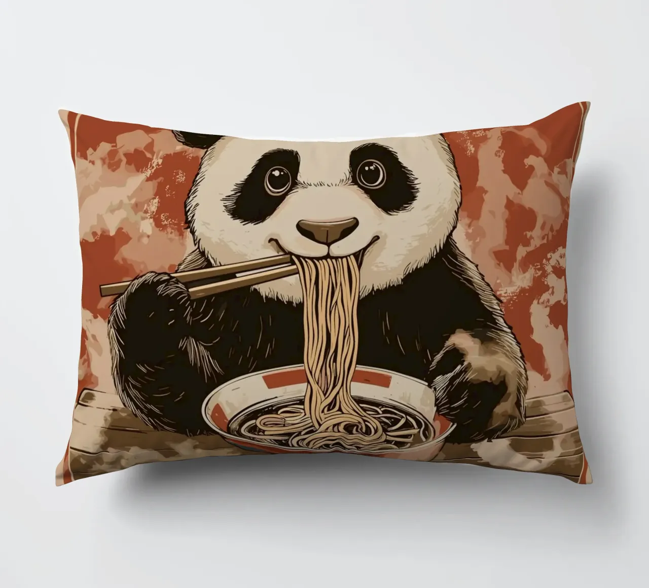 Panda a un banchetto di ramen cuscino da pixelbull - medieval art and more