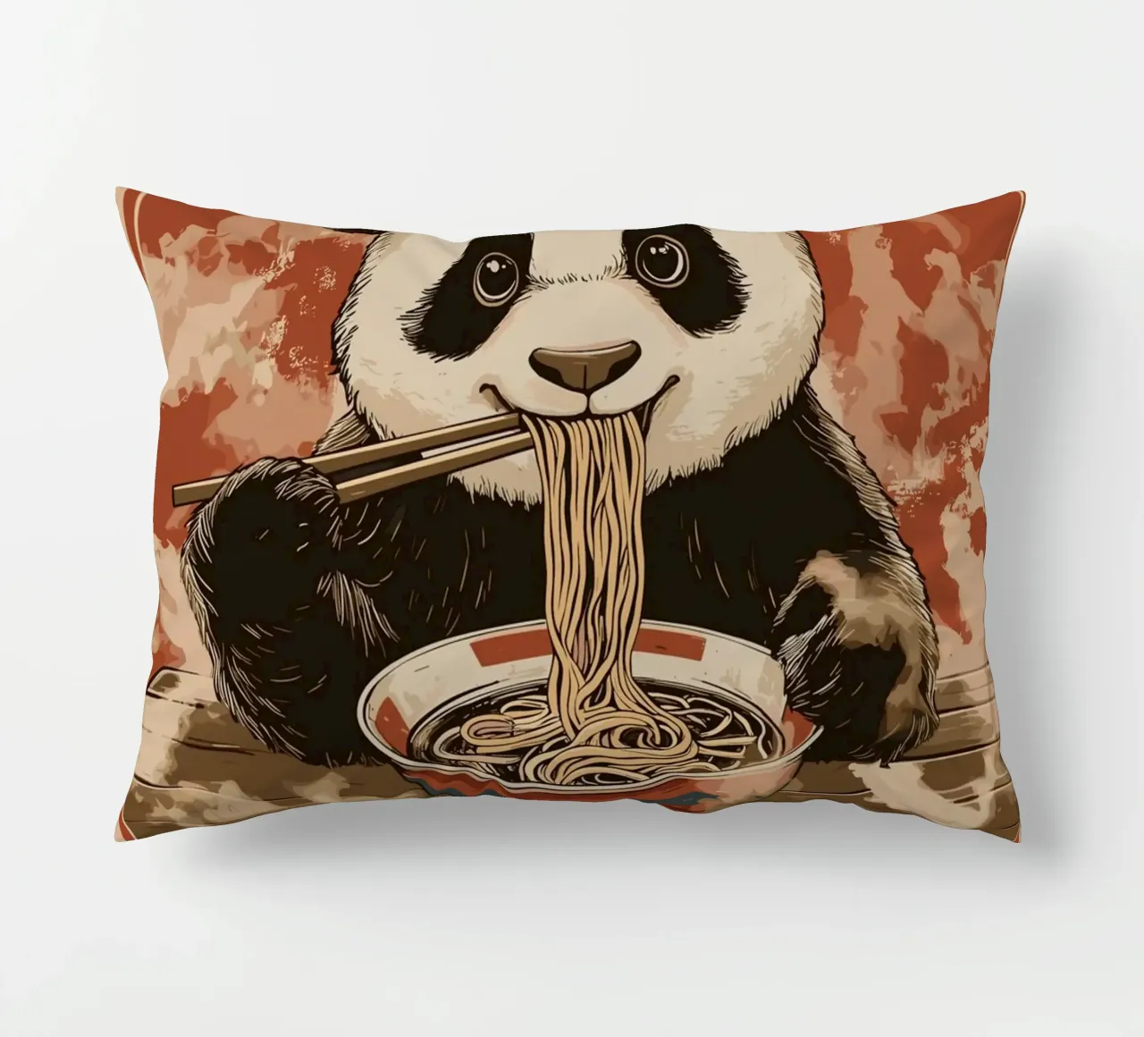 Panda a un banchetto di ramen cuscino da pixelbull - medieval art and more