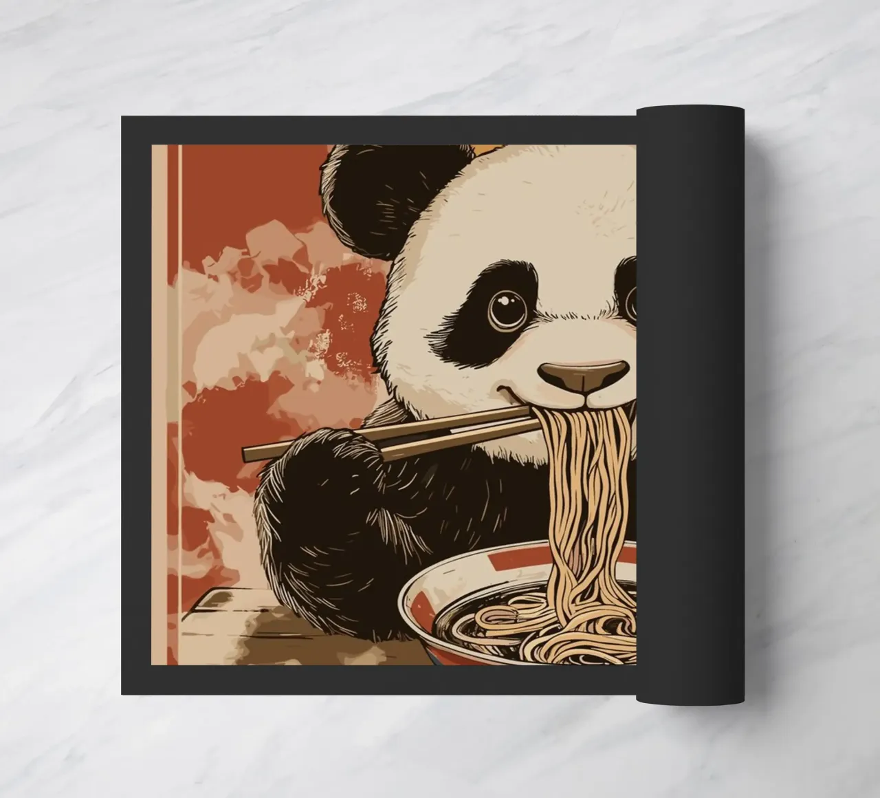 Panda a un banchetto di ramen zerbino da pixelbull - medieval art and more